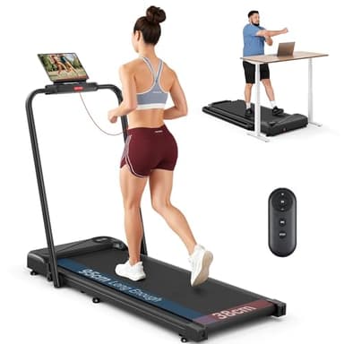 THERUN Laufband für Zuhause Klappbar, Walking Pad Leise mit Handlauf&LED-Anzeige, Treadmill bis 10 km/h,Doppelte Stoßdämpfung Laufband Schreibtisch für Zuhause&Büro, Keine Montage Erforderlich