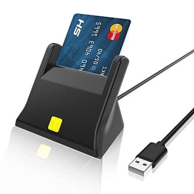 USB Chipkartenlesegerät Smartcard Reader - Kein Treiber Erforderlich- Power Status-LED - Unterstützt Smart Cards/CAC/Chip-Gesundheitskarte/IC Bank/Gesundheitskarte, für Windows XP/Vista/7/8/10/11