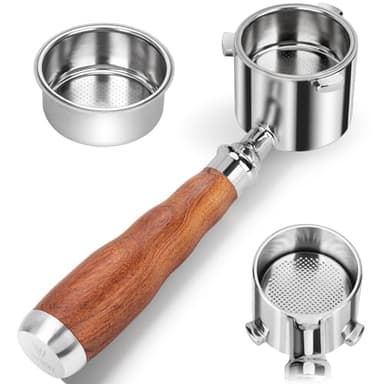 Siebträger mit 3 Ohren für De'Longhi La Specialista Kaffee-Espressomaschine, 51MM for EC9335, 9155, 9355, 9665, 100% Tasse, Edelstahl-Filterkorb und Walnuss-Griff