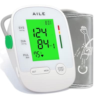 AILE X6 Blutdruckmessgerät Oberarm (22-42cm) – Automatisches Oberarm Blutdruckmessgerät, Klinische Präzision ±3mmHg, 3-Farben-Hintergrundbeleuchtung, Großes LCD, 2×99 Speicher, Arrhythmie-Erkennung