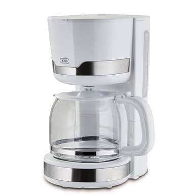 KHG Kaffeemaschine KA-129 WE2 aus Edelstahl/Kunststoff in weiß, Kapazität für 12 Tassen, mit Glaskanne 1,5 Liter, Permanentfilter, Abschaltautomatik, Wasserstandsanzeige, Tropfstopp