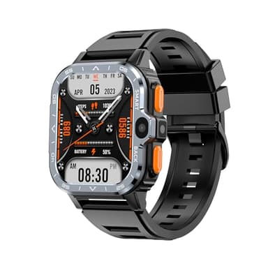 Zephyrion 4G Smartwatch-Telefon mit GPS, 2 GB + 16 GB / 4 GB + 64 GB, 5,1 cm (2,03 Zoll), quadratischer Bildschirm, Herren-Smartwatch, Dual-Kamera, Android 8.1, WiFi-Karten, Video-Chat, IP67,