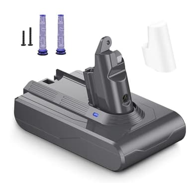 6800 mAh Ersatzakku für Dyson V6, Akku kompatibel mit Dyson V6 Staubsaugerserie + 2 Filter für DC62, DC58, DC59, DC61 Animal, DC72, DC74, SV03, SV05, SV06, SV07, SV09, V6 Absolute