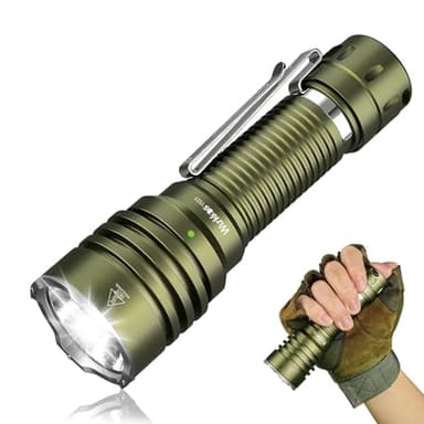 Wurkkos TS23 Led Taschenlampe Aufladbar, 5000 Lumen Extrem Hell Taktische Taschenlampen, 482 Meter Reichweite, IP68 Wasserdicht, Stroboskop-Funktion, für Polizei Strafverfolgung, Notfallrettung
