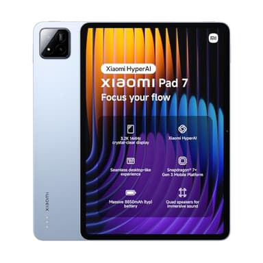 XIAOMI Pad 7 Tablet, 11.2 Zoll, 8+256GB, Blau, 3.2K 144Hz Display, Snapdragon 7+ Gen 3, 8850mAh Akku, 45W TurboCharge, HyperAI, Quad-Lautsprecher, Nahtloses Desktop-ähnliches Erlebnis