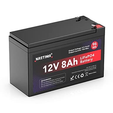 NASTIMA 12V 8Ah LiFePO4 Wiederaufladbare Batterie Mit BMS-Schutz und 4000 Deep-Cycle Wartungsfrei, Geeignet für Solarpanel-Kits, Kinderwagen, Wohnmobile, Boote, Camping, Fischfinder