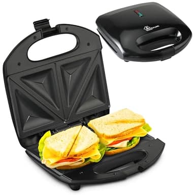 Extralink Sandwichmaker, Toaster Sandwichtoaster 750W - Sandwichtoaster mit Rutschfesten Füßen, Isoliertem Griff, Kontrollleuchten, Antihaftbeschichtung, leicht zu reinigen, dreieckige Toast