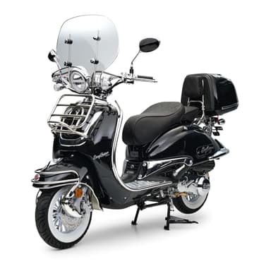 Motorroller Easycruiser Chrome Edition 50ccm Euro 5 Retro Roller 45km/h (Schwarz)