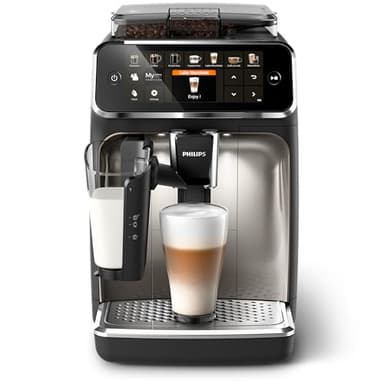 Philips Serie 5400 Kaffeevollautomat - LatteGo, 12 Getränke, Milchaufschäumer, Touchscreen, 4 Profile, Chrom-Finish (EP5447/90)