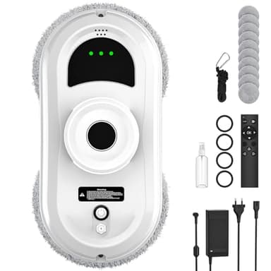 Fensterputzroboter, Fensterreiniger Elektrisch mit 5600 Pa Saugleistung, 3 Reinigungsmodi, Intelligente Pfadplanung und Randerkennung, Fernbedienung, Fensterroboter für Glatte Oberflächen