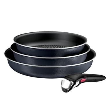 Tefal Ingenio Enjoy Pfannen-Set, 3-teilig, 22/24/28 cm + abnehmbarer Griff, induktionsgeeignet, antihaftbeschichtet, Titanbeschichtung, Light Tech-Technologie, stapelbar, spülmaschinenfest und