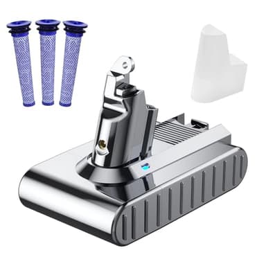 V6 Akku für Dyson, Powtree Ersatzakku für Dyson V6 DC58 DC59 DC61 DC62 DC72 DC74 Animal SV03 SV04 SV05 SV06 SV07 SV09 Staubsauger (3 Filter +1 Akku Schutzkappe)