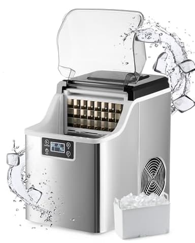 Wilprep Eiswürfelmaschine klein mit Selbstreinigung Eiswürfelbereiter 22kg/24h Eismaschine mit LCD-Bildschirm Eismaschine aus Edelstahl für Büro, Restaurant, Bar, Café (22KG Tagesleistung)