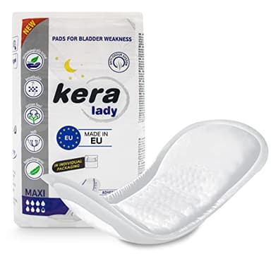 KERA® Inkontinenzeinlagen für Damen extra stark – MAXI saugstarke Hygieneeinlagen für Damen bei mittlerer bis starker Blasenschwäche – diskrete Inkontinenzeinlagen für die Nacht (3 x 16 Stück)
