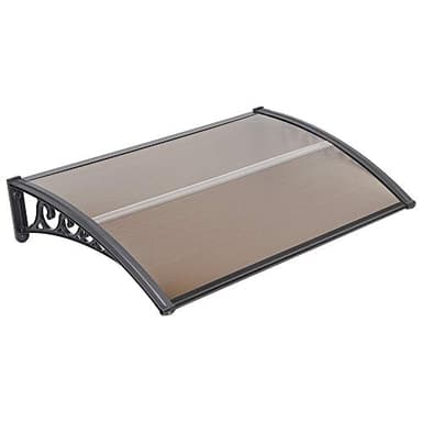 XUANYU Überdachung Haustür aus Aluminium und Polycarbonat, Vordach Haustür, Vordach für Haustür, Türdach, Balkon, Pavillion, Regenfest und UV Schutz (60×100 cm, Braun-schwarz)