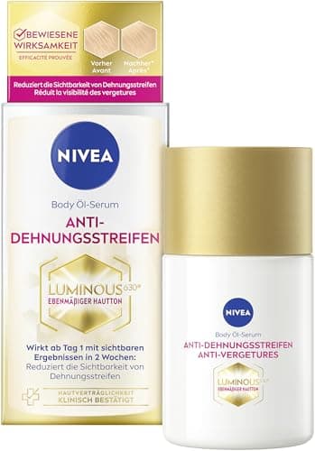 NIVEA LUMINOUS630® Body Öl-Serum Anti-Dehnungsstreifen, Körperöl reduziert die Sichtbarkeit von Dehnungsstreifen, hochwirksame Öl-Serum Formel und spendet 48h Feuchtigkeit (100 ml)