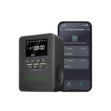 2025 MARS Hydro ITime 2-in-1 zeitschaltuhr digital Doppelsteckdose App-Steuerung individuell programmierbar 12 EIN-/Aus-Schalter robuster Plug-in-Steckdosen-Timer
