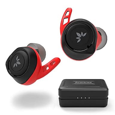 Avantree TW106 Bluetooth Sport Kopfhörer 5.0 IPX7 Kabellos Kopfhörer In Ear Sport fürs Fitness Joggen mit Ohrflossen, aptX Codec, mit tollem Klang und Lautstärkekontrolle, 120 Stunden Akkudauer