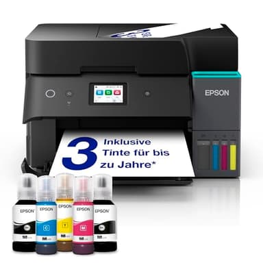 Epson EcoTank ET-4950 Tintentankdrucker | fürs Das Home Office | WLAN & Ethernet | A4 | (Duplex-) Druck, Scannen, Kopieren, Faxen | 6.1 cm Touchscreen | ADF | inkl. Tinte für bis zu 3 Jahre