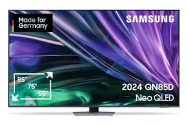 Samsung Neo QLED 4K QN85D UHD Fernseher 65 Zoll (163 cm), NQ 4K AI Gen2 Prozessor, HDR Mini LED TV, AI Upscaling, Smart TV, Dolby Atmos Sound, Gaming Hub, Motion Xcelerator 120Hz, Knox Security [2024]