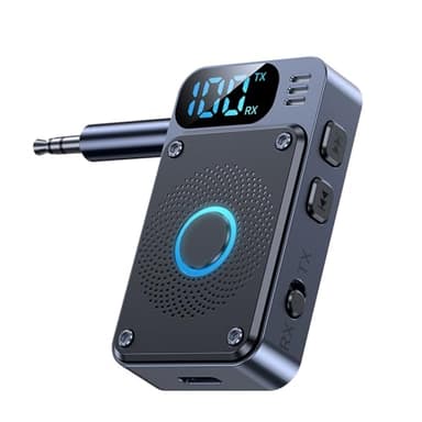 Bluetooth 5.4 Sender Klinke 2 in 1 Bluetooth Transmitter Empfänger mit LED-Anzeige, Freisprechanruf, Stereo Musik, Drahtloser Audio-Adapter für TV/PC/Heim/Auto Stereoanlage, 14 H Akkulaufzeit