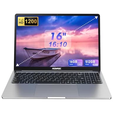 ACEMAGIC Laptop, Metallgehäuse, 16 Zoll FHD, 16 GB DDR4, 512 GB SSD Notebook-Computer, Quad-Core N95 (bis zu 3,4 GHz) schlägt N5095, Leichter Laptop mit WLAN, BT5.0, USB 3.2 x 3, Typ C(Gray)