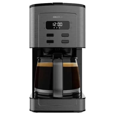 Cecotec Kaffeemaschine Coffee 56 Time, 800W, Programmieren Sie Ihren Kaffee, Edelstahl, LCD-Bildschirm, Tropfenschutz, Fassungsvermögen 1,3L, 12 Tassen, Automatische Abschaltung, Tank mit Fenster