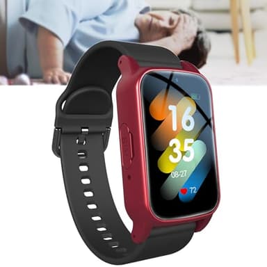 Weyot Notfalluhr fur Senioren mit Sturzerkennung, GPS Tracker Armband mit Ortung, mit SOS Notrufknopf Videoanruf Geo-Fence für Demenz Alzheimer,Red