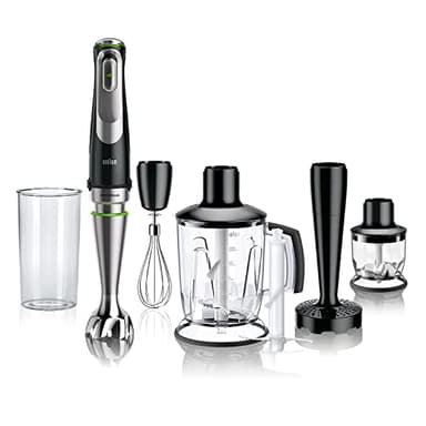 Braun MultiQuick 9 MQ 9147X – 6-in-1 Stabmixer mit Standmixer-Aufsatz, Kartoffel- & Gemüsestampfer & Schneebesen, stufenlose Geschwindigkeitseinstellung, 1200 W, Schwarz/Edelstahl