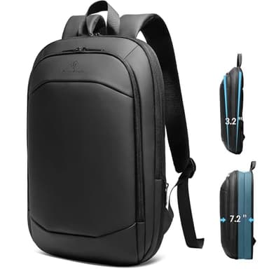 HEROIC KNIGHT Laptop Rucksack Herren Business Rucksack leicht 15.6 Zoll wasserdichter erweiterbarer Reiserucksack Handgepäck Arbeitsrucksack diebstahlsicherer Tagesrucksack für Büro Uni Reise-Schwarz