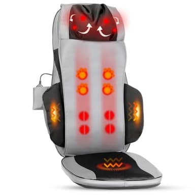 Oyajia Massagesitzauflage mit Wärmefunktion und Vibration, Rückenmassagegerät Massageauflage, Massagematte zur Entspannung zuhause und im Büro, Geschenke für Männer, Frauen