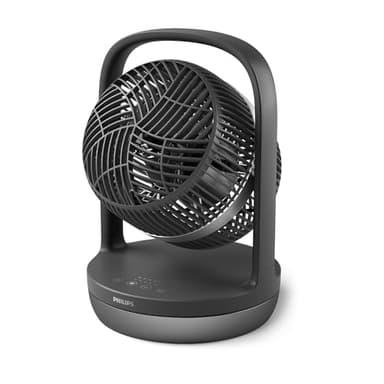 Philips Oszillierender Tischventilator Serie 3000. Starke & superleise SilentWings Technologie. 23dB. Luftumwälzung. Neigung 180°. 12-Stunden-Timer. Für Schlafzimmer, Haus & Büro. Schwarz (CX3050/01)
