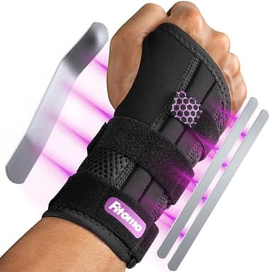 Fitomo Handgelenk Bandagen mit 3 Metallschienen und weicher Daumenöffnung, Bandage Handgelenk für Karpaltunnel Arthritis Sehnenscheidenentzündung Verstauchungen, Nachtschlaf Handgelenkbandage