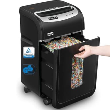 Aktenvernichter für Büro, 18 Blatt Mikro-Cut (P4) Papierschredder, VidaTeco Reisswolf mit 60 Minuten Laufzeit, Zerkleinert und Kreditkarten, Schredder mit 30L Auszugseimer & 4 Räder, Schwarz