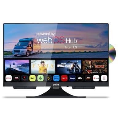 Cello C1924WSF Trav 19" Zoll SMART/DVD Camping Reise TV integrierter DVD Player Rahmenlos Triple Tuner Bluetooth WebOS by LG Pitch Perfect Lautsprecher Wohnmobil LKW [2025]