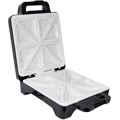 Syntrox Germany Keramik Sandwichmaker Drizle | Sandwich Toaster | Thermostat | Antihaftbeschichtet, 1600 Watt Leistung, Schwarzes Design, Rutschfeste Standfüße