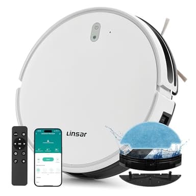 Linsar - Saugroboter mit Wischfunktion - Staubsauger Roboter - mit APP - 120 Min Akku - Saug und Wischroboter - für Teppich, Tierhaar & Hartböden - Roboterstaubsauger mit Ladestation & Fernbedienung