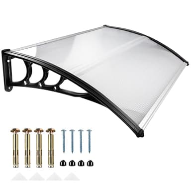 Türvordach Wasserdicht Haustürvordach 150 * 100 * 24,5 cm Garten-Vordächer Regenmarkise Geeignet für Tür Veranda Outdoor Dach Terrasse (Schwarz-150)