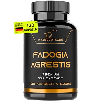 Maxedoutlabs - Fadogia Agrestis - (6000mg Fadogia - 10:1 Formel) - 4 Monate Vorrat - 600mg pro Kapsel - Eine Kapsel pro Tag - Hochdosiert - Vegan | Alternative zu Tongkat Ali Kapseln oder Turkesterone