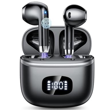 Bluetooth Kopfhörer, Kopfhörer Kabellos Bluetooth 5.3 mit 4 ENC Noise Cancelling Mic, kopfhörer kabellos HiFi Stereo, LED-Anzeige, 40 std Spielzeit, USB-C, In Ear Ohrhörer für Arbeit Spiel Sport