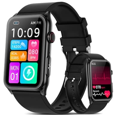 2025 Neu Smartwatch Herren EKG/ΒΙυtｚυcker/BMI/HRV/Harnsäure/ΒΙυtdrυck,1,57" Gesundheitsuhr mit Telefonfunktion 24H Pulsuhr SpO2 Schlaf/Apnoe-Monitor Fitnessuhr Schrittzähler,Smartband für iOS Android