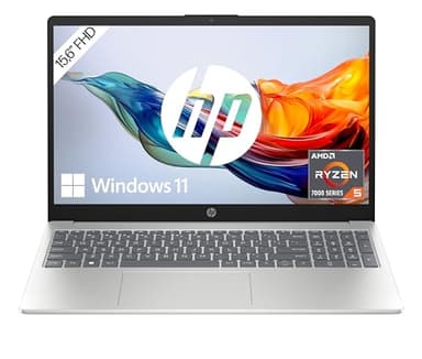 HP Laptop, 15,6" FHD Display, AMD Ryzen 5 7520U, 16 GB RAM, 512 GB SSD, AMD Radeon-Grafik, Windows 11 Home in S Mode, QWERTZ, Silber mit HP Fast Charge