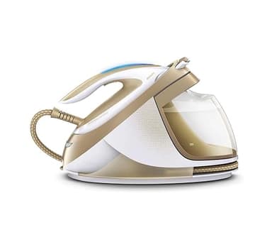 Philips PerfectCare Elite Dampfbügelstation – 2400 W, Dampfstoß 490 g, Druck 7,2 Bar, OptimalTEMP-Technologie, 1,8-Liter-Wasserbehälter, Weiß/Golden (GC9642/60)