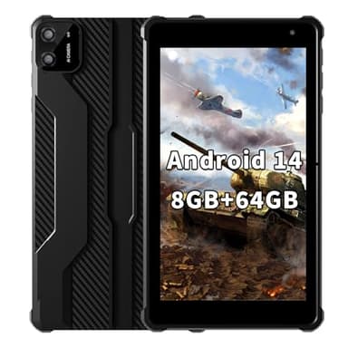 PRITOM 7 Zoll Android 14 Tablet PC mit 8GB RAM 64 GB ROM, 1024GB Expand, 8-Core, 5G WiFi, Dual Kamera, Bluetooth, 7" Tablet mit Schutzhülle