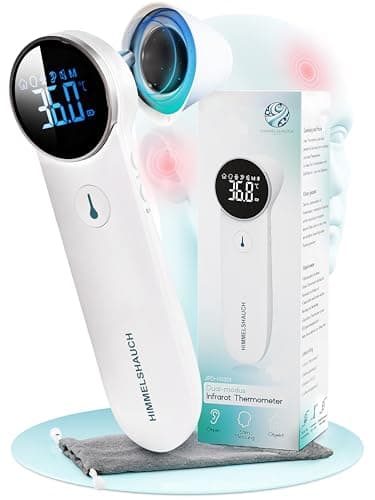 HIMMELSHAUCH MEDICAL Fieberthermometer Ohr & Stirn | 3 in 1 Messgerät | Ohrthermometer Babys Kinder & Erwachsene | Stirnthermometer kontaktlos | Digitales Fieber-Thermometer | Infrarot Fiebermesser