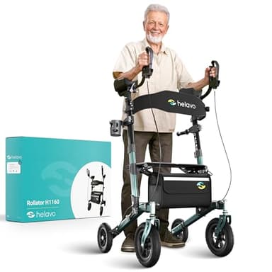 Helavo Outdoor-Arthritis-Rollator mit gepolsterten Unterarmstützen - Stand Up Walker mit pannensicheren Vollgummireifen für den Außenbereich - Maximale Mobilität & Komfort im Freien