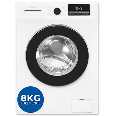 Exquisit Waschmaschine 8kg, Energieeffizienzklasse A, max. 1400 U/Min, Schnellprogramm, Startzeitvorwahl (3-24 Std.), Kindersicherung, Aquastop, ECO, 16 Waschprogramme, WA58014-340A weiss