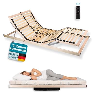Schlaf Komfort BasicFit – Elektrischer Lattenrost, 7-Zonen Unterstützung, stufenlos verstellbar – Ergonomisch für gesunden Rücken & erholsamen Schlaf – fertig montiert, Made in Germany, 90x200 cm