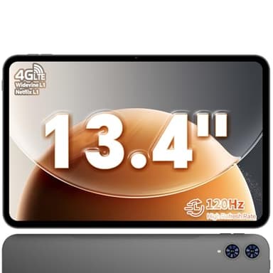 TECLAST T65 Tablet 13,4 Zoll Android 15 Tablets 120Hz Display, 4G LTE Dual SIM, 2.2GHz Gaming, 20GB RAM+128GB ROM(4TB TF), GPS, Widevine L1, Tabletpc mit USB Anschluss für Streaming, Filme