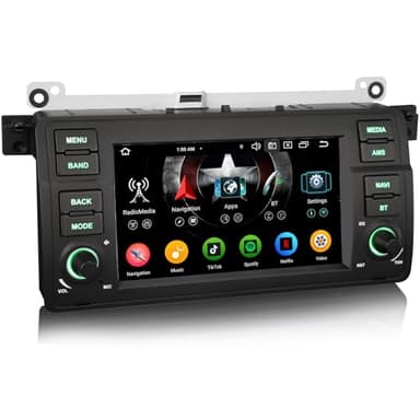 erisin 8-Kern 4+64GB Android 14 Autoradio für BMW 3er M3 E46 Rover 75 MG ZT GPS Navi Carplay Android Auto DSP Bluetooth 5.0 A2DP DSP WiFi Lenkradsteuerung 7 Zoll IPS Touchscreen Canbus